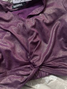 Purple metallic Front Knot Top