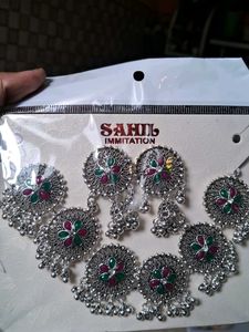 Oxidized Silver Earrings - Floral Design