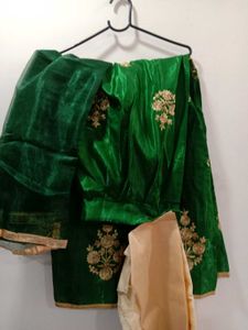 Green Unstitched Lehanga Choli