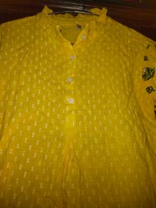 Combo Of Yellow Kurta Top And Shirt Check