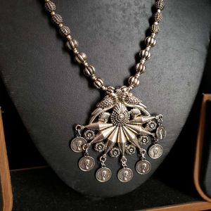 Silver Tone Coin Necklace