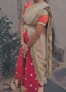 Pink Half saree With Organza Dupatta