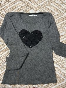 Black Heart Grey Sweater