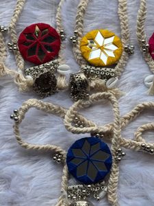 Jute &amp; Shisha Mirror Pendant Necklace