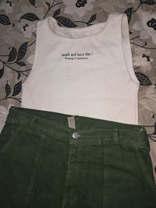 Combo Of Straight Cargo Paint &amp; Crop Top