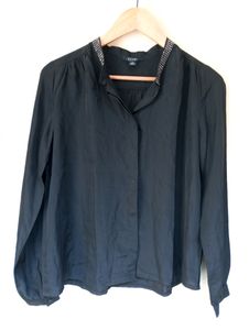 Black Casual Button Up Top (Women)