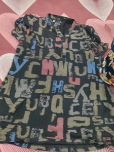 Letter Print Tunic Top