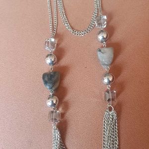 Silver Toned Stone Necklace