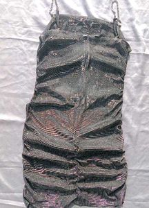 (Urbanic)Glittery Rhinstone Chain Ruched Dress