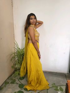 Corset And Palazzo With Necklace Dupatta