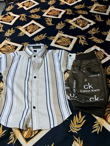 denim cotton shirt & Shorts