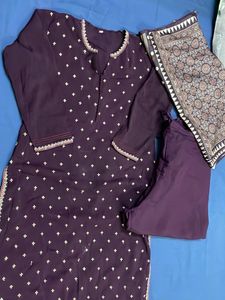 Elegant Purple Kurta Set with attach lining