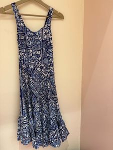 Blue IKAT Midi Dress
