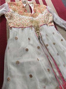 Elegant White & Gold Embroidered Designer Anarkali