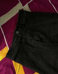 Wide Leg Black Denim Jeans