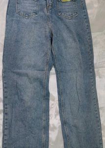 Denim Baggy Pants With Chains On Front