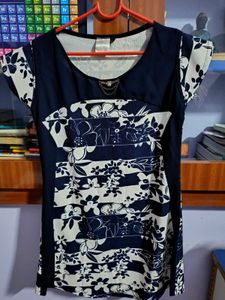 Floral Print Navy Blue Top