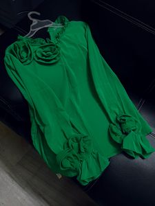 Elegant Green Floral Blouse