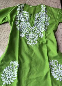 Green Embroidered Kurta
