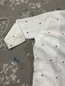 Heart Print White Blouse