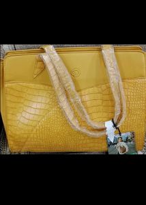 Caprese Ochre Faux Leather Tote- Office Or Tote