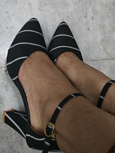 Striped Heeled Sandals
