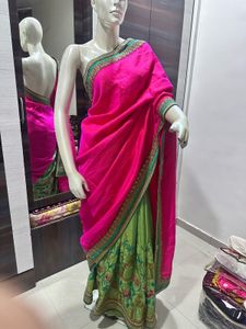 Pink &amp; Green Saree