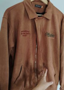 Retro Suede Bomber Jacket