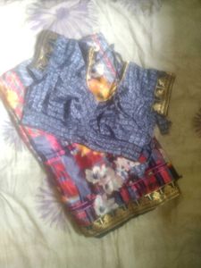 Floral Sari with Matching Blouse