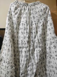 White Printed Ethnic Skirt