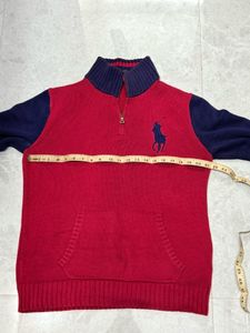 Ralph Lauren Red &amp; Navy Quarter Zip Sweater