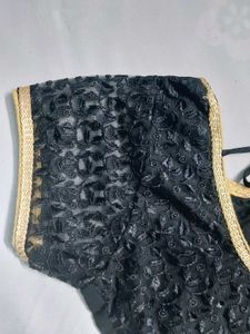 Black Embroidery Stitched Blouse