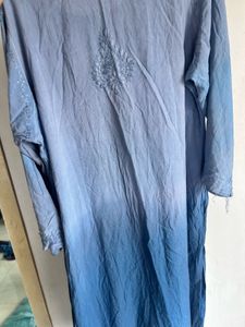 Blue Ombre Lucknowi Chikankari Kurta