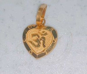 pure gold Om Heart Pendant, small size