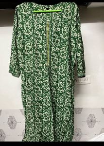 Green Floral Print Kurta
