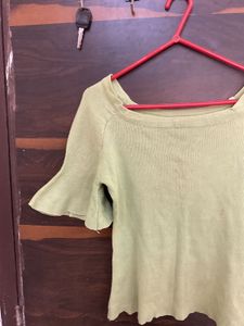 Green Flared Sleeve Top