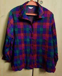 Vintage Plaid Button-Up Top