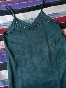 Green Dress with Studded Detail