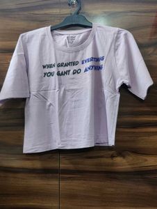 Lilac Crop Tee with Slogan