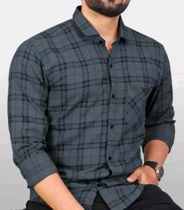 Men's Grey &amp; Black Checkered Shirt