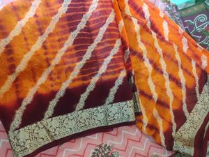 Orange &amp;brown Saree