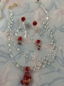 Floral Beaded Necklace &amp; Earring Set 2 Combo Neckl