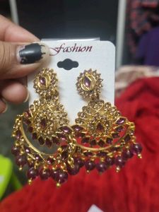 Elegant Purple &amp; Gold Dangle Earrings
