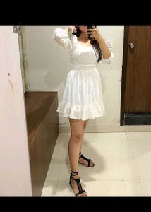 Pink Floral Tie-Front &amp; White Hot Mini Dress