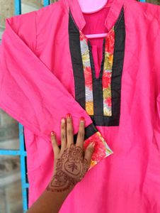 Pink Floral Trim Tunic