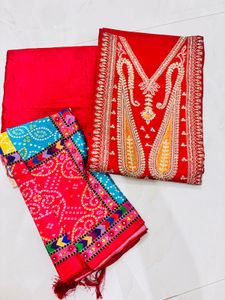 Red Embroidered Salwar Kameez Suit