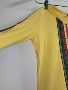Yellow Dress Ethnic Print - Thigh Length
