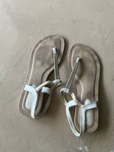 White Rhinestone Thong Sandals