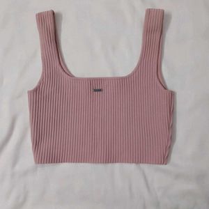 Cute Coquette Square Neck Pink Crop Top