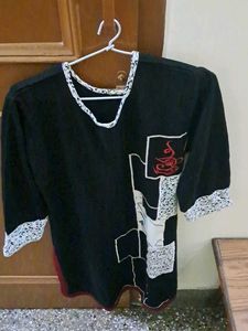 Dhoti Styled Salwar With Kurti (Black And White)